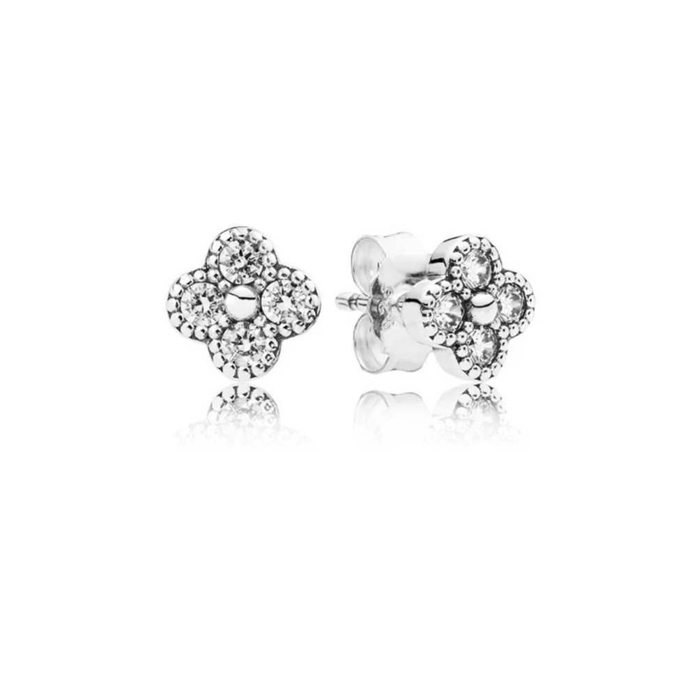 Pandora clear Oriental Blossom stud  CZ earrings S925 ALE